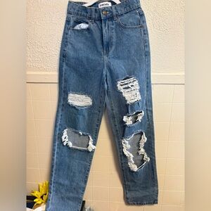 RSQ Blue Distressed Boyfriend Jeans